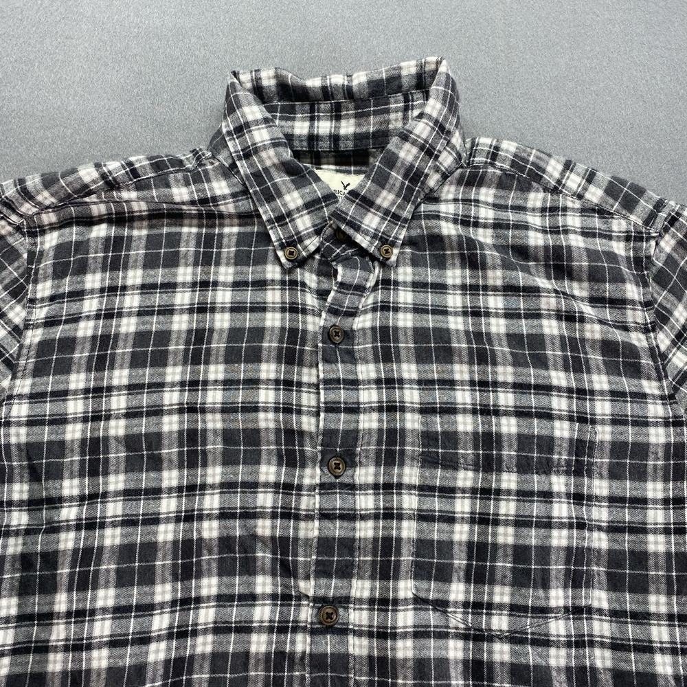 American Eagle Button Down Shirt Mens Large Black White Plaid Long Sleeve Casual - Picture 4 of 11